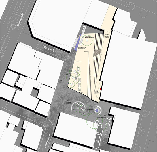 Lageplan der Stadtbühne auf dem Kornhausplatz in Göppingen