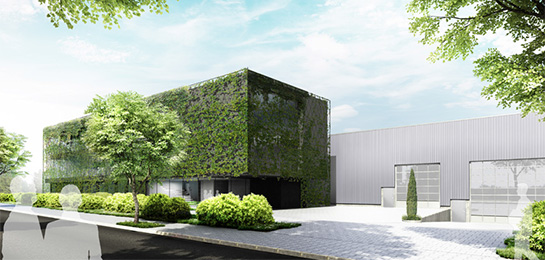 Fassadenstudie für eine Bürohausfassade eines mittelständischen Unternehmen: green